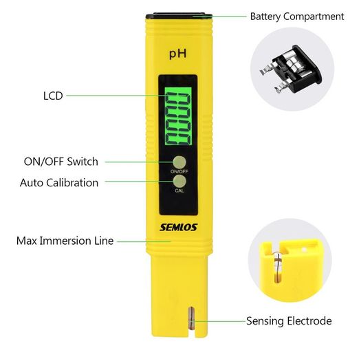 0.01 Resolution Digital PH Meter Large LCD Pen Water Quality Tester with Auto Calibration Function and 0.00-14.00 Measurement Range