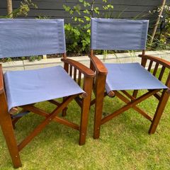 2 Blue Directors Chairs