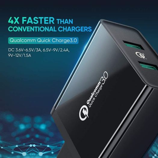 Ugreen QC 3.0 Dual USB Fast Charger 36W Wall Charger EU/UK Plug  (Brand New/Warranty)
