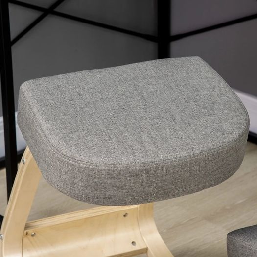Kneeling chair, ergonomic seat stool, padded stool for healthy sitting posture, birch wood, 120 kg load capacity, Gray
