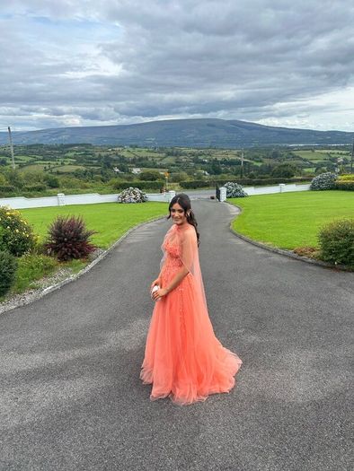Danis Closet Orange Coral Debs Prom Dress Size 8