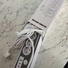4 Way Extension Socket with USB Charging Ports White