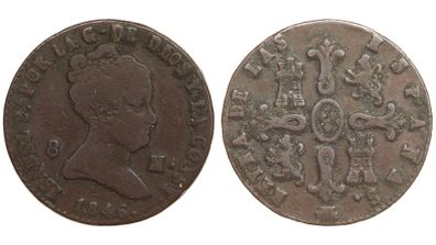 Spain 8 Maravedis 1846 Queen Isabella II