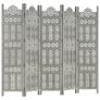Hand carved 5 Panel Room Divider Grey 200x165 cm Solid Mango Wood Image 4