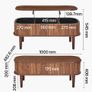 Walnut Lift Top Coffee Table, Fluted Oval Coffee Table with 3 Hidden Compartment, Mid Century Wooden Oval Center Desk with Storage Image 6