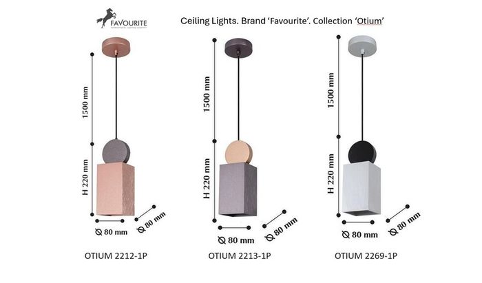 BRAND NEW 3 x Design Metal Ceiling Light Favourite Otium. Models 2212-1P, 2213-1P, 2269-1P