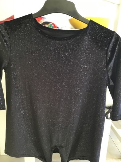 Ladies black velvet sparkly top. Size 8.
