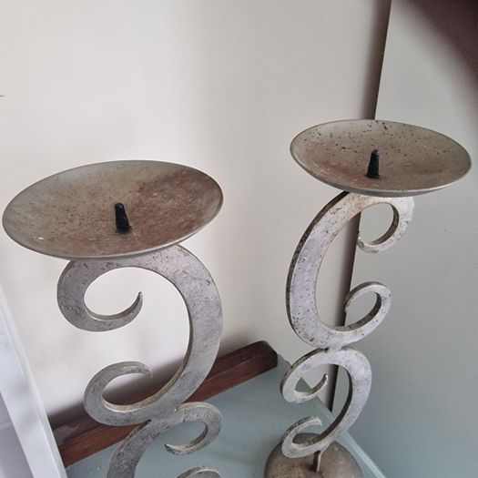 Solid heavy iron vintage candle holders
