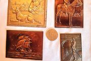 Copper and Brass Effect Metal Decorative Plaques