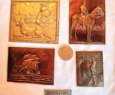 Copper and Brass Effect Metal Decorative Plaques