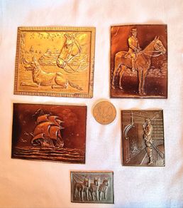 Copper and Brass Effect Metal Decorative Plaques
