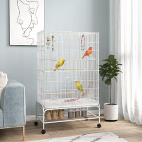 Bird Cage with Stand White