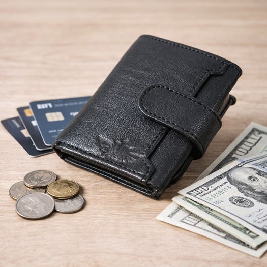 Genuine Leather Pop-Up Card Holder Wallet RFID Blocking Slim Credit Card Case