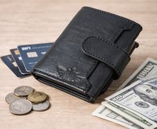 Genuine Leather Pop-Up Card Holder Wallet RFID Blocking Slim Credit Card Case