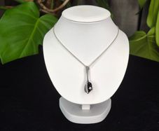 925 Sterling Silver Modernist Black Crystal Pendant Necklace 8.95g 45cm