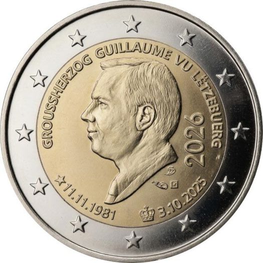 Luxemburg 2 Euro Commemorative Coin 2026 - Grand Duke's Official Birthday. Uncirculated.