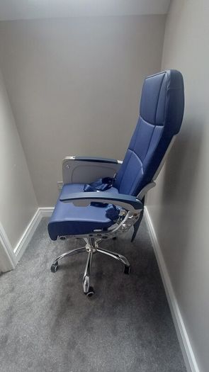 Airbus A320/A321 Aircraft Seat Swivel Office Chair | Genuine Airline Seat with Tray Table & Life Jacket