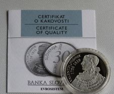 Slovenia 30 Euro Silver Proof Valentin Vodnik 2008 Slovenija