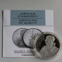 Slovenia 30 Euro Silver Proof Valentin Vodnik 2008 Slovenija