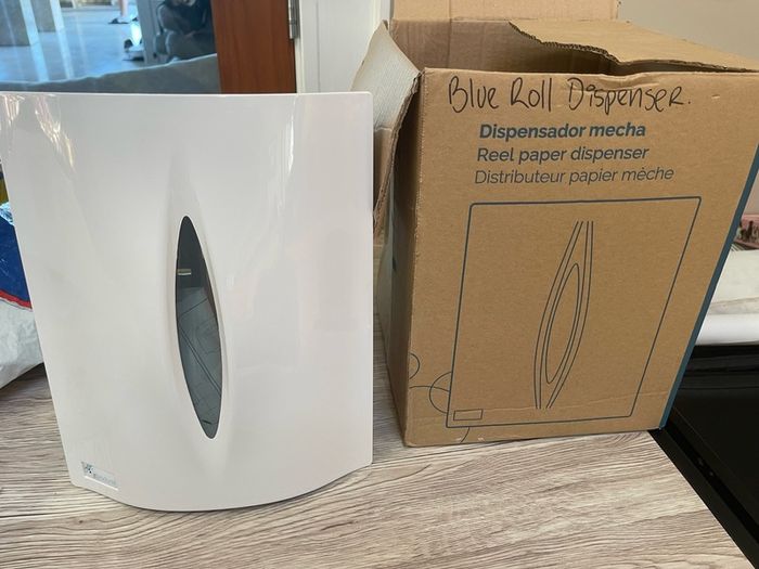 Brand New Blue Roll Dispenser & Hand Soap Dispenser - Can Deliver