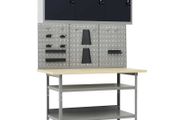 Workbench with Three Wall Panels and One Cabinet