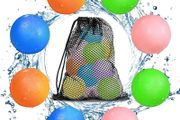 8 PC Reusable Magnetic Water Balloons, Refillable Water Bomb Splash Balls Self Sealing Quick Fill, Latex-Free Silicone Outdoor Toys for Kids Adults Outside Games Summer Fun Party