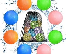 8 PC Reusable Magnetic Water Balloons, Refillable Water Bomb Splash Balls Self Sealing Quick Fill, Latex-Free Silicone Outdoor Toys for Kids Adults Outside Games Summer Fun Party