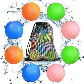8 PC Reusable Magnetic Water Balloons, Refillable Water Bomb Splash Balls Self Sealing Quick Fill, Latex-Free Silicone Outdoor Toys for Kids Adults Outside Games Summer Fun Party