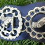 Horse Brass Badges on Black leather belt - Vintage solid brass Image 4
