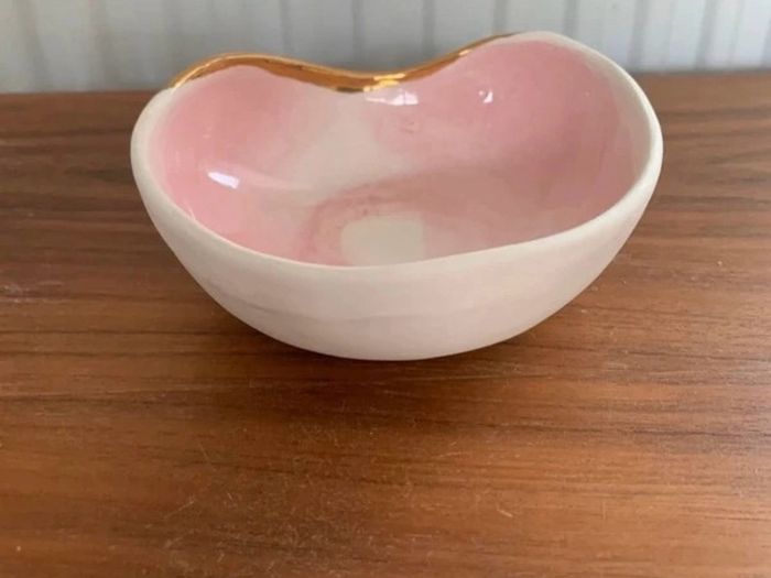 Small porcelain bowl - pink and gold