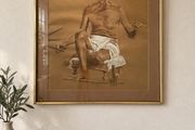 Aldo Cardarelli Gandhi Portrait - Signed &amp; Dated 1976 - Listed Brazilian Artist