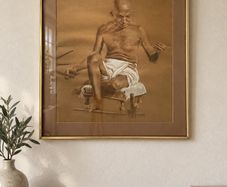 Aldo Cardarelli Gandhi Portrait - Signed & Dated 1976 - Listed Brazilian Artist
