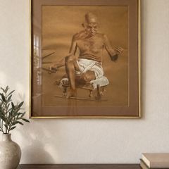Aldo Cardarelli Gandhi Portrait - Signed & Dated 1976 - Listed Brazilian Artist