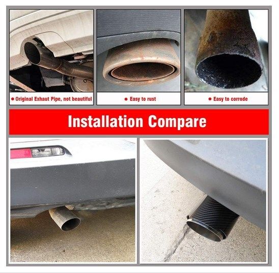Car Exhaust Tip 64-67mm Carbon Fiber