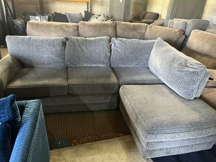 Grey corduroy corner sofa set