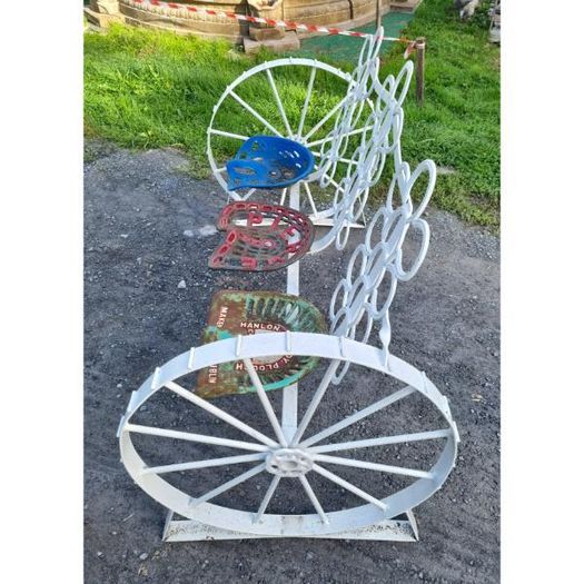 Cart Wheel Bench With Tractor Seats KAS1360