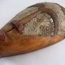 African Tribal Style Wood Masks, Set of 2, One with Metal Inlay Image 5