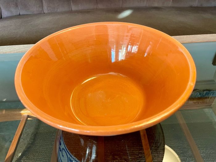 Hand Painted Large Terra Cotta Blue and White Bowl for Salad Pasta Fruits