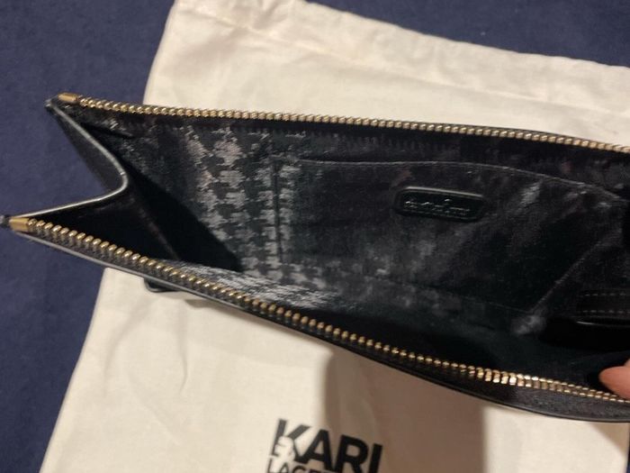 Karl Lagerfeld black leather clutch with dust bag