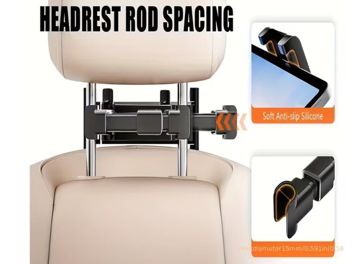 1pc Car Headrest Tablet Mount, 3-In-1 Long Arm Car Backseat Holder, 360 Degree Rotatable