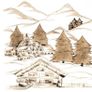 Winter Christmad Hand decorated decoupage unscented large ivory pillar candle with mountains image Image 4