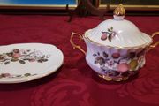 Royal Imperial Fruit Garden Finest Bone China Gold Gilt Two Handled Sugar Bowl With Lid And Underplate Made In England