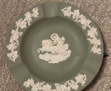 Small Jasperware Sage Green and White Ashtray