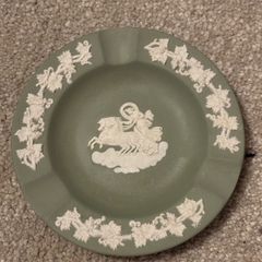 Small Jasperware Sage Green and White Ashtray