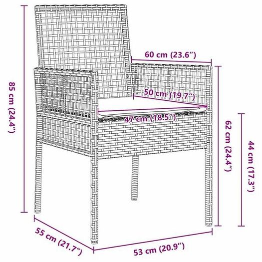 Garden Dining Set 5 pcs Grey Poly rattan