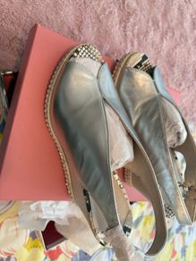 Silver leather wedges - Reduced to sell