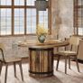 Round Dining Table, 100 cm Kitchen Table with Fence Wooden Base (Table Only) Image 6
