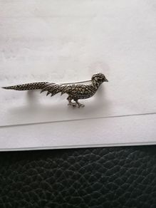 pheasant brooch vintage sterling silver