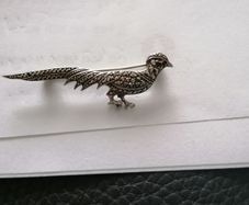 pheasant brooch vintage sterling silver