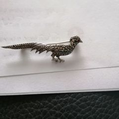 pheasant brooch vintage sterling silver